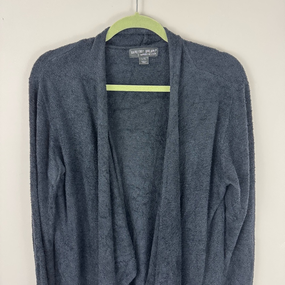 Barefoot Dreams Long Open Front Cardigan size L/XL Black Soft Lounge - Picture 3 of 9